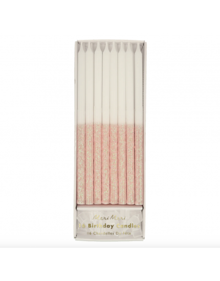 Glitter Dipped Candles Pale Pink