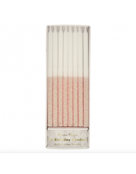 Glitter Dipped Candles Pale Pink