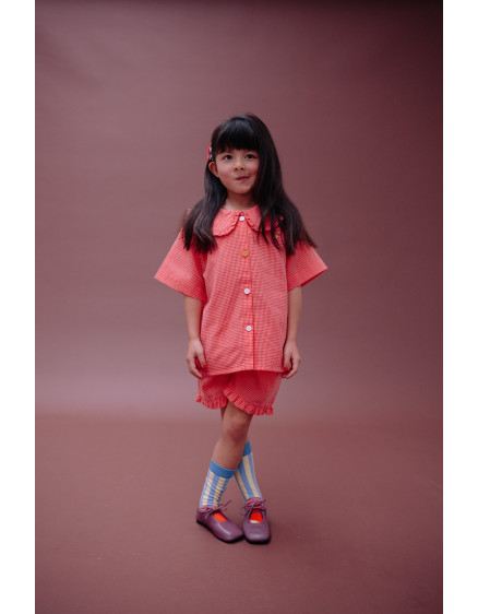 Blouse Lemon Tree Gingham Flower Rose 5