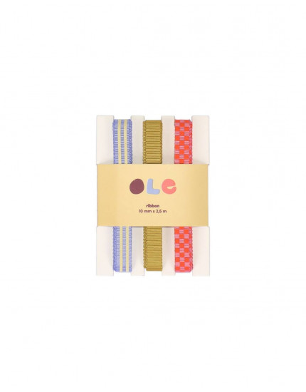 3 x Ribbed Ribbon Stripe Plain Checkerboard One Size