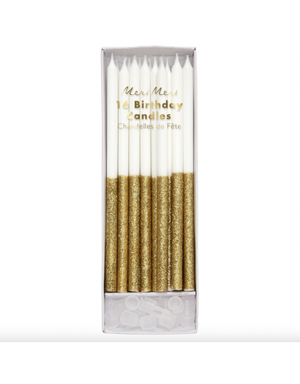 Glitter Dipped Candles Gold
