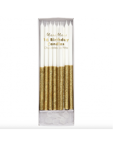 Glitter Dipped Candles Gold
