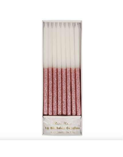 Glitter Dipped Candles Dark Pink