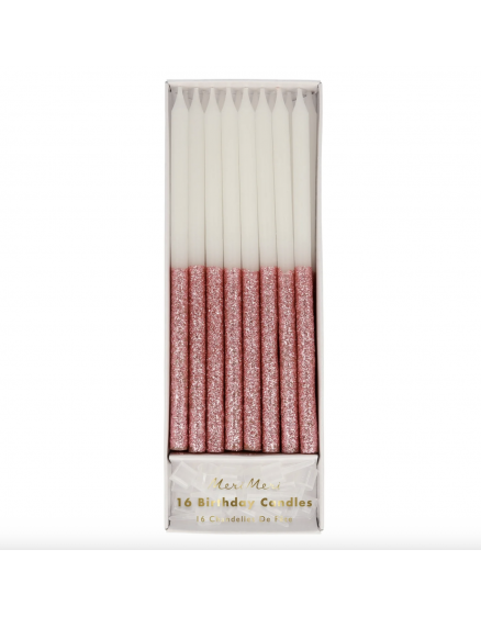 Glitter Dipped Candles Dark Pink