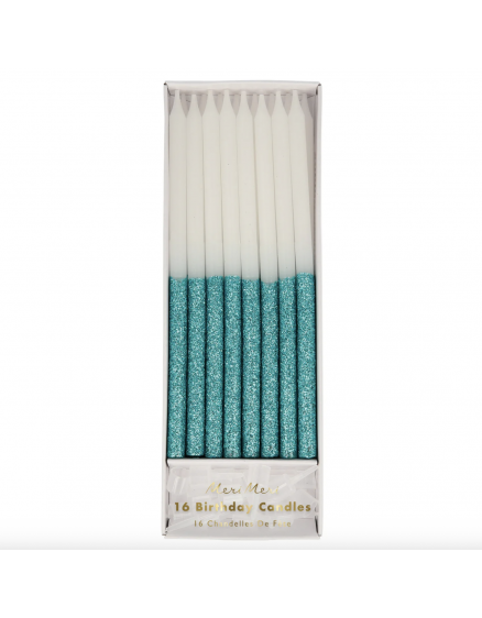 Glitter Dipped Candles Blue
